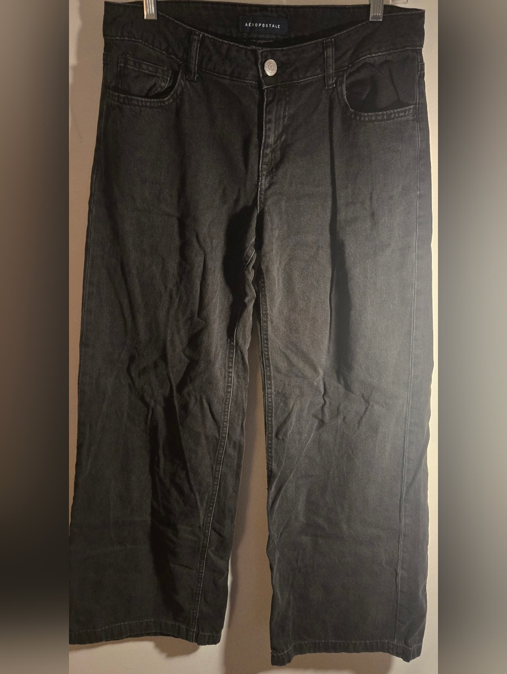 Aeropostale Women's Baggy Wide Leg Black Jeans